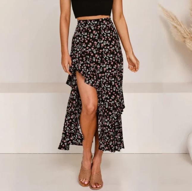 Floral High-Low Skirt Ensemble