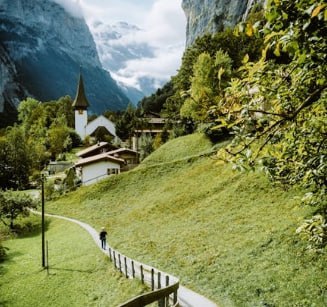 Serene Mountain Village Landscape
